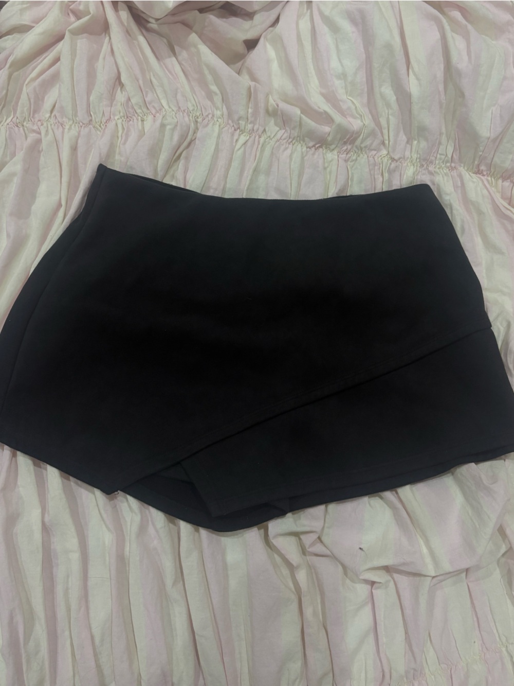 Blush Black Asymmetrical Suede Skort